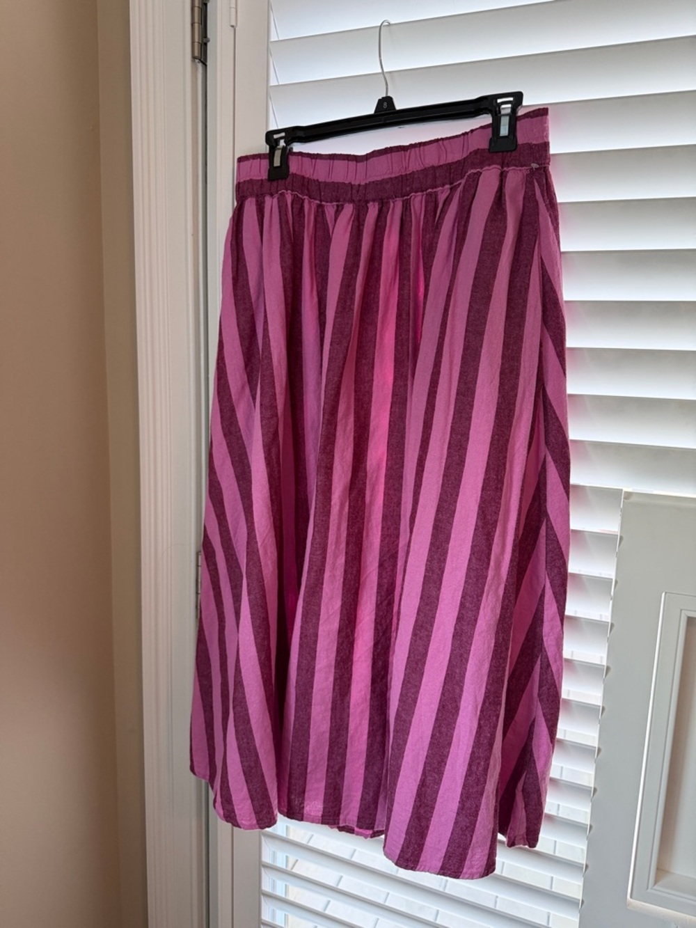 a new day Pink Striped Midi Skirt